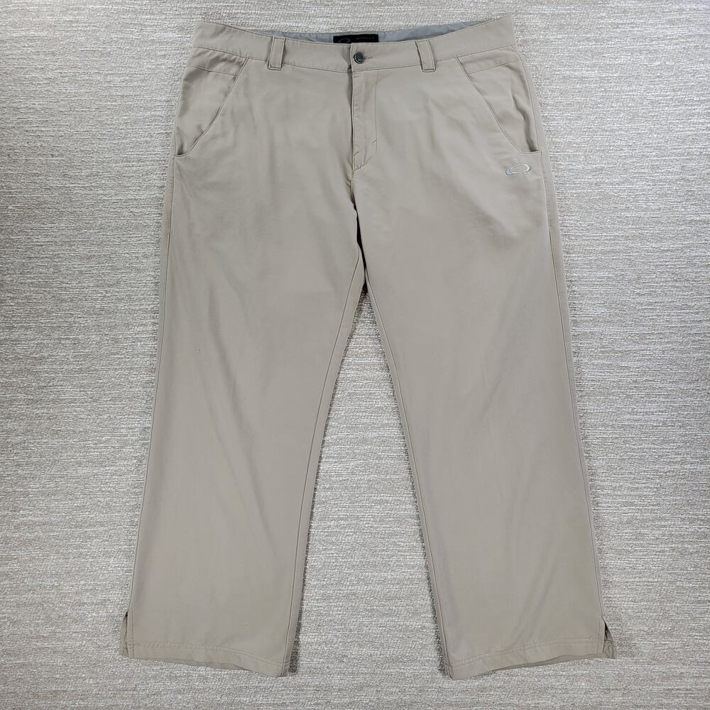 Oakley Icon Golf Pants Mens 40 Waist Khaki Straight Notched Hem Stretchy Outdoor